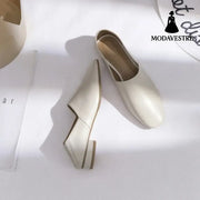 Women’’s Shoes Flat Sole Square Head Deep Mouth Single Shoes