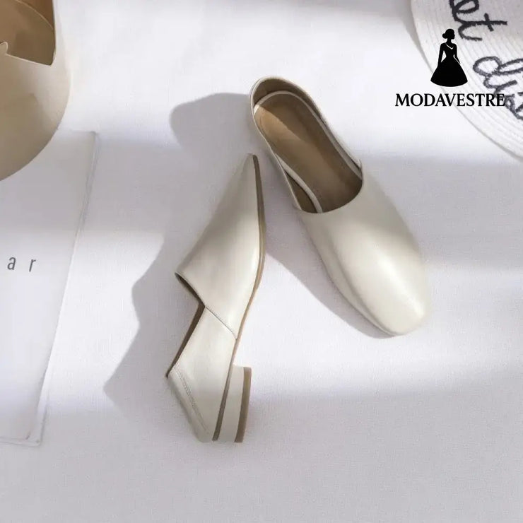 Women’’s Shoes Flat Sole Square Head Deep Mouth Single Shoes