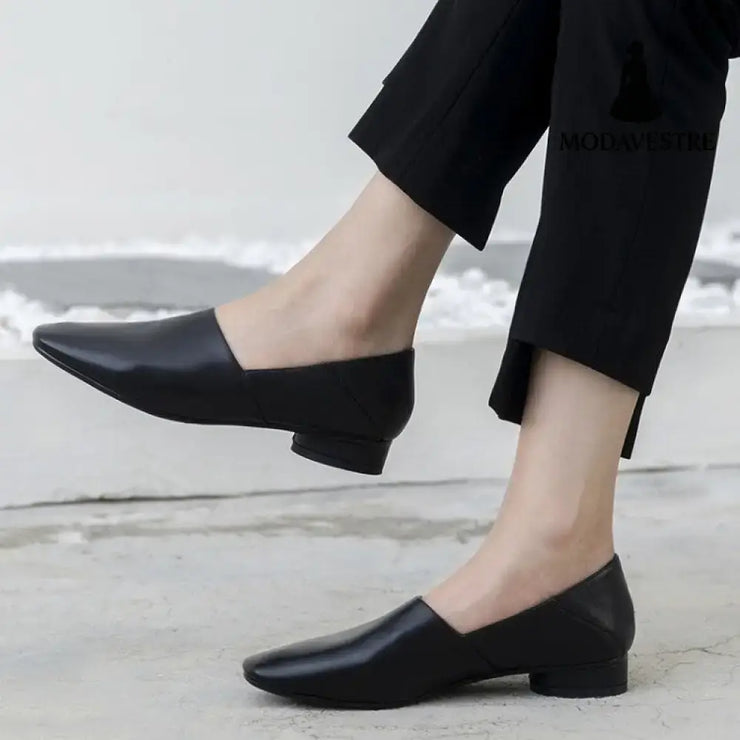 Women’’s Shoes Flat Sole Square Head Deep Mouth Single Shoes