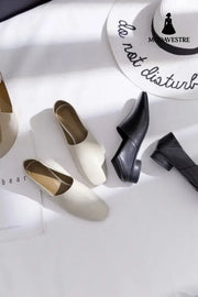 Women’’s Shoes Flat Sole Square Head Deep Mouth Single Shoes