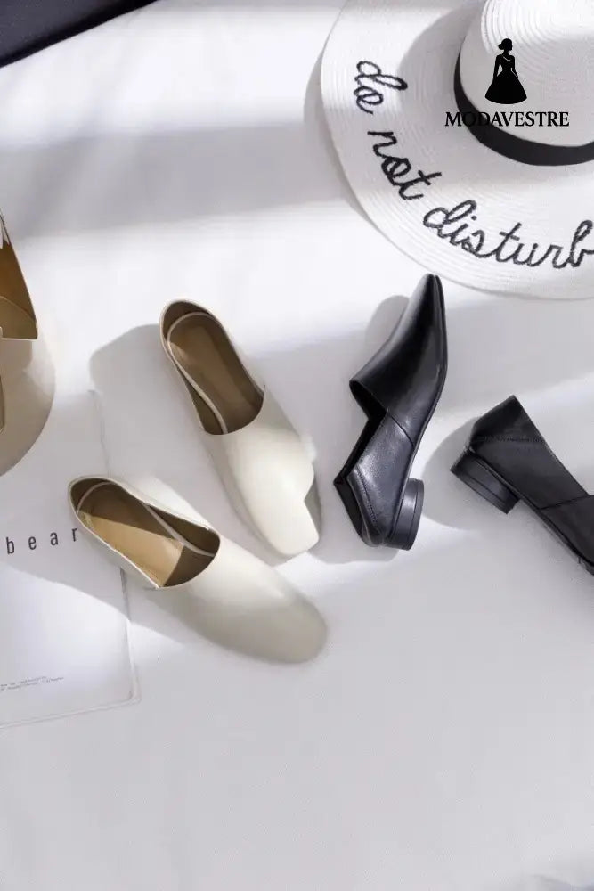 Women’’s Shoes Flat Sole Square Head Deep Mouth Single Shoes