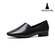 Women’’s Shoes Flat Sole Square Head Deep Mouth Single Shoes Black / 34