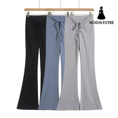 Women’s slim fit pleated lace up casual pants