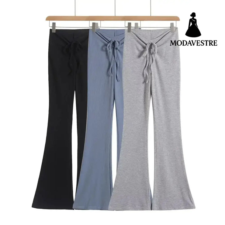 Women’s slim fit pleated lace up casual pants