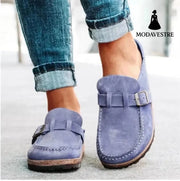 Women's Slippers with Round Toe, Low Heel, Casual Half-Heeled Slip-On, Solid Color, Size 43, Large Size - MODAVESTRE