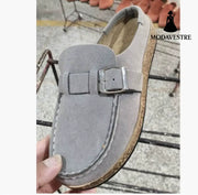 Women's Slippers with Round Toe, Low Heel, Casual Half-Heeled Slip-On, Solid Color, Size 43, Large Size - MODAVESTRE