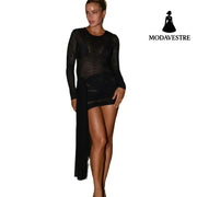 Women’s Swimsuit Pure Color Mesh Beach Dress