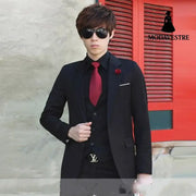 Young men in slim suits Black red / 3XL