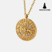 Zircon Titanium Steel Timepiece Shape Necklace