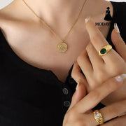 Zircon Titanium Steel Timepiece Shape Necklace