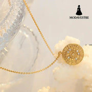 Zircon Titanium Steel Timepiece Shape Necklace Gold / One Size